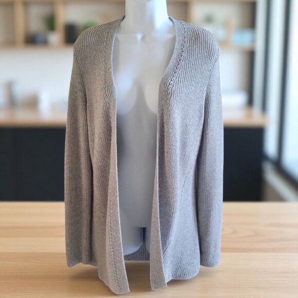 Talbots Womens Open Front Gray Knit Cardigan Sweater Small - Picture 1 of 9